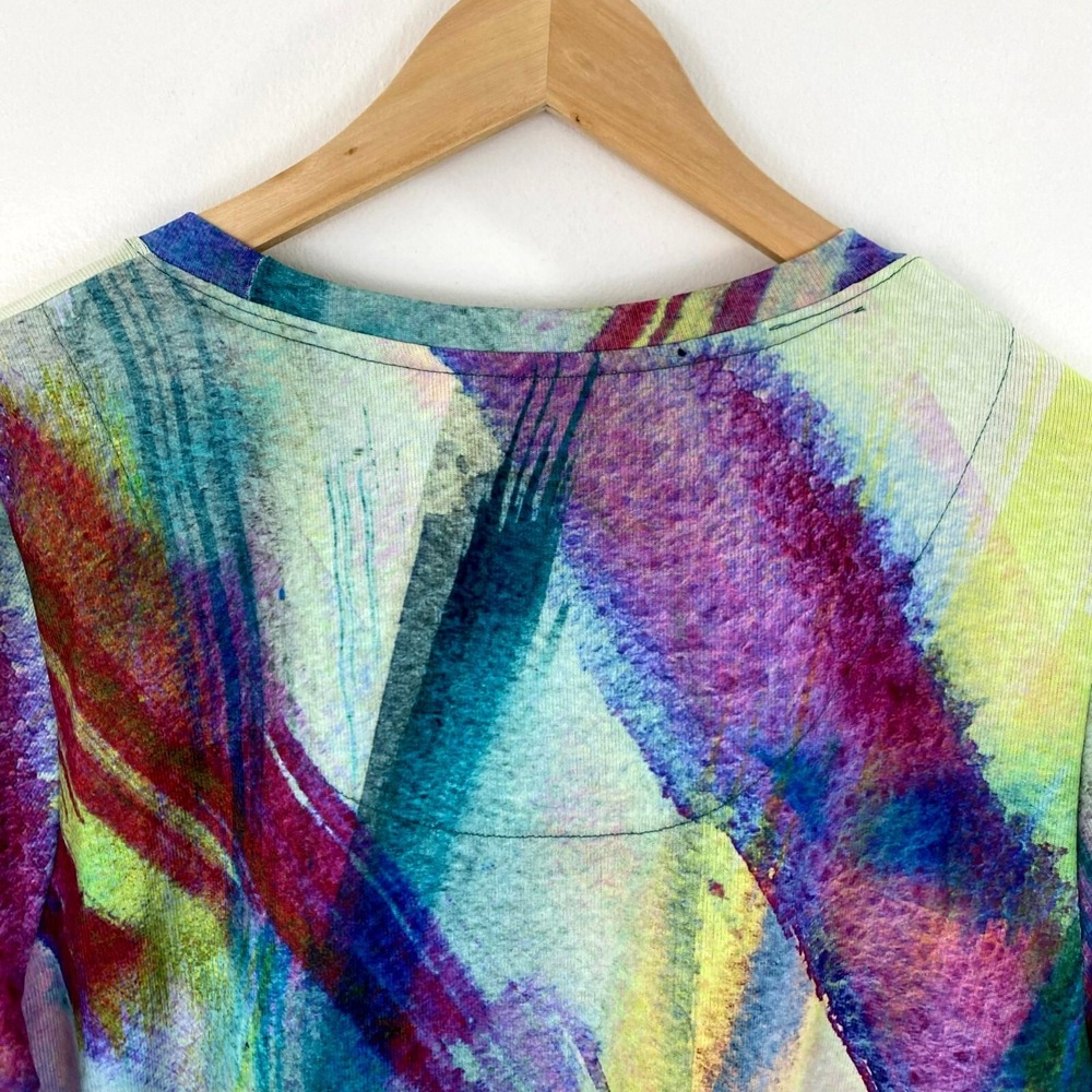 Soft Surroundings Tunic Top Large L Colorful Artsy Spring Purple Abstract Lunch - Picture 7 of 16